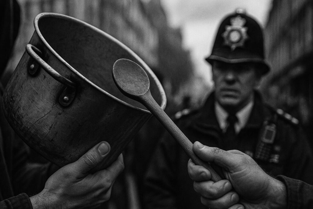 Video of officer calmly enduring pot-banging in Parliament Square crystallises row over proscription and mass arrests